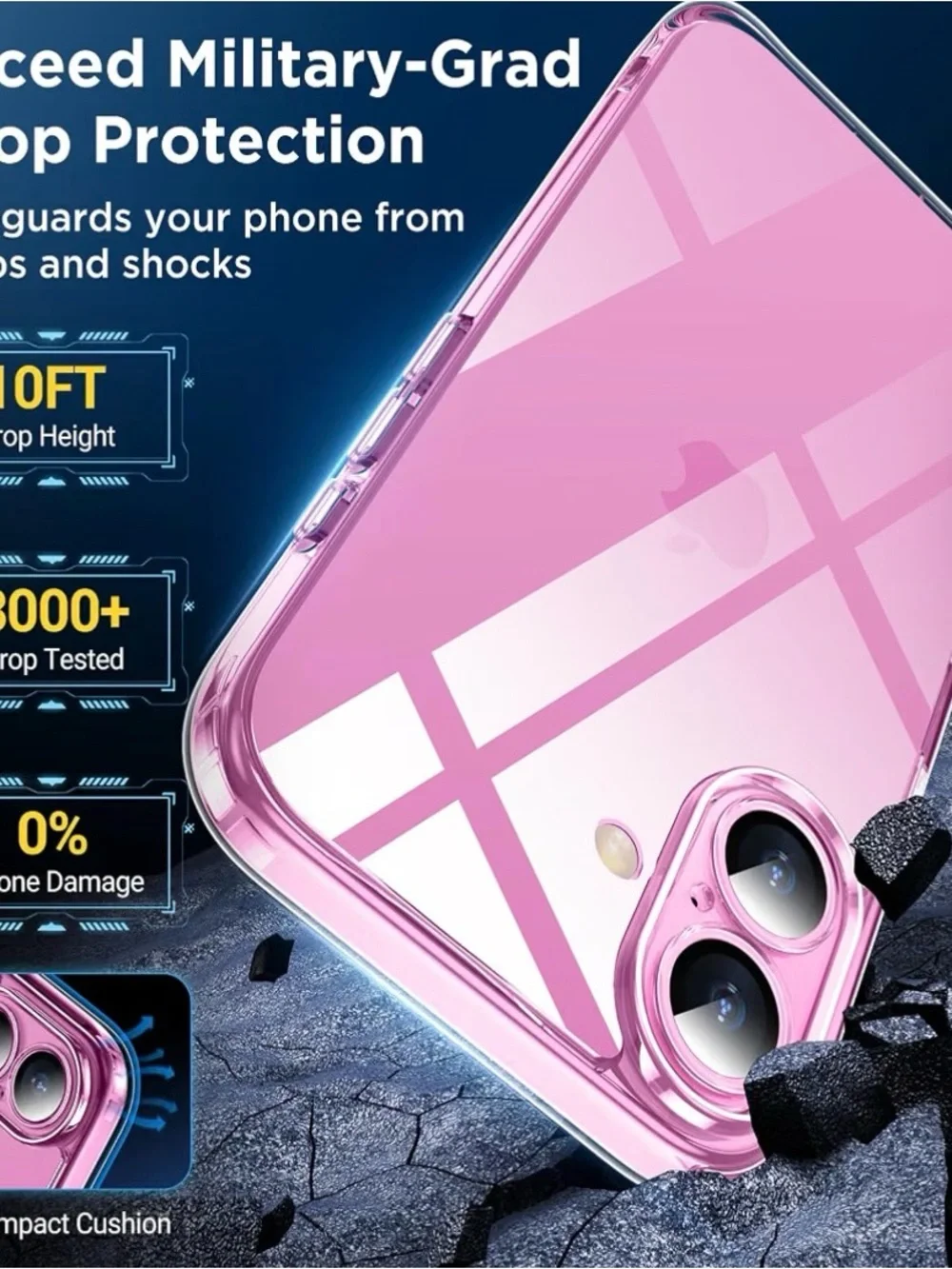 Clear Transparent Protective Phone Case for iPhone 16- Slim Fit